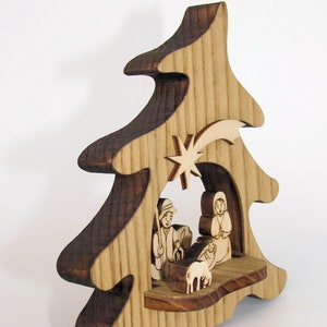 Holz Weihnachtskrippe, 3D Krippe Baumform Bild 3