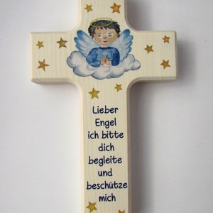 Children's cross made of natural wood / saying cross / guardian angel cross / for girls and boys / baptism / birth / name engraving possible image 3