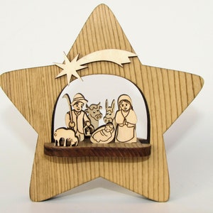 Wood Nativity Scene 3D Crib Star image 2