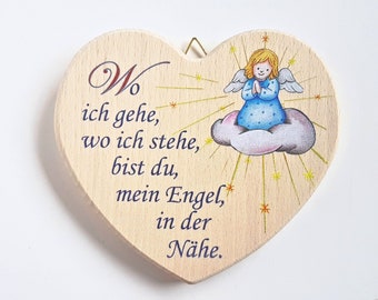 SchutzengelHerz  Holz / Wo ich gehe.... / Geschenk zur Taufe / Geburt / Namensgravur-Widmung möglich