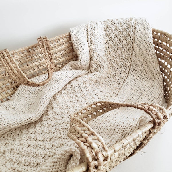 Baby blanket chunky knit, 100% natural fibers and cotton from Argentina, Eco friendly baby blanket