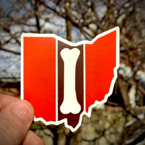 CLE Bone Sticker, Cleveland, Laptop Sticker, Browns, Dog Pound, CLE, Car Decal, Bottle Sticker