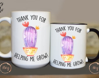 Thank You For Helping Me Grow, Day Care Provider, Pre K Teacher, Preschool, Mug for Daycare Teacher, Teacher Appreciation, Child Care