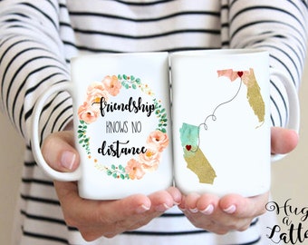 Friendship Knows No Distance Gift, Best Friend Mug, Best Friends Gift, Bestie Gift, Moving Away, Circle Of Friends, Going Away Gift, Moving