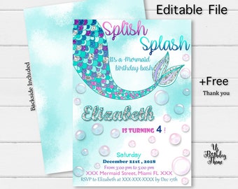 mermaid invitation etsy