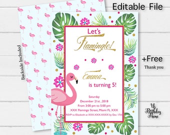 flamingo invitation etsy