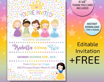 princess invitations etsy princess party invitations