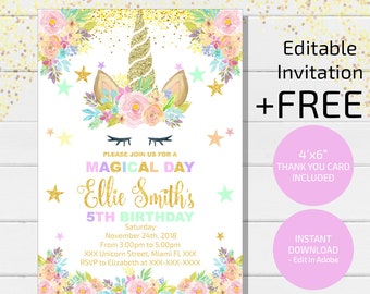 Unicorn invitation | Etsy