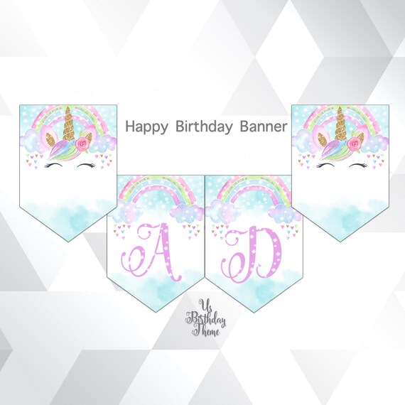 Unicorn Banner Birthday Banner Unicorn Birthday Party Etsy