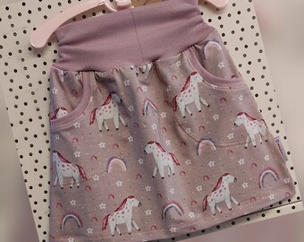 Handmade girls skirt horses size 110-116 with pockets / children's clothing girls skirt / children's skirt old pink