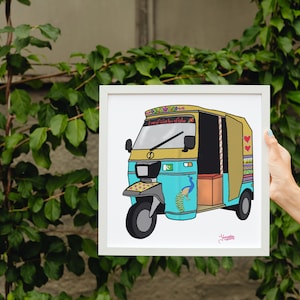 South Asian Tuk Tuk Auto-Rickshaw Digital Portrait Indian Pakistani Traditional Cultural Contemporary Thai