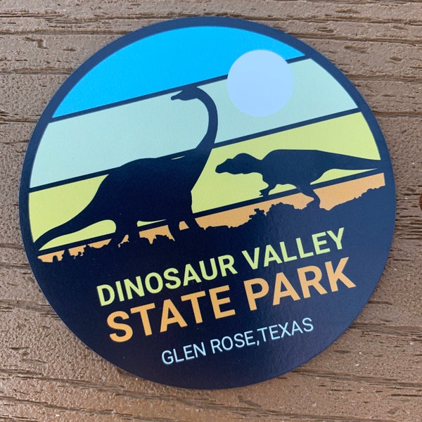 Dinosaur Valley State Park black retro magnet