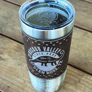 Dinosaur Valley State Park 50th Anniversary Leather Wrap Tumbler