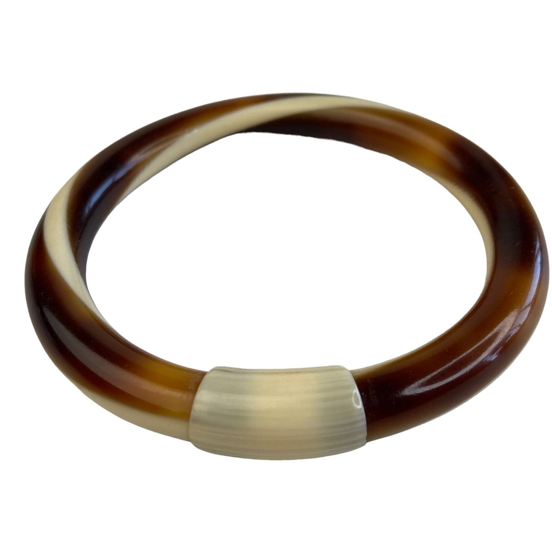 Bracelet Vintage Léa Stein En Rhodoïd Bicolore - Années 80, Occasion