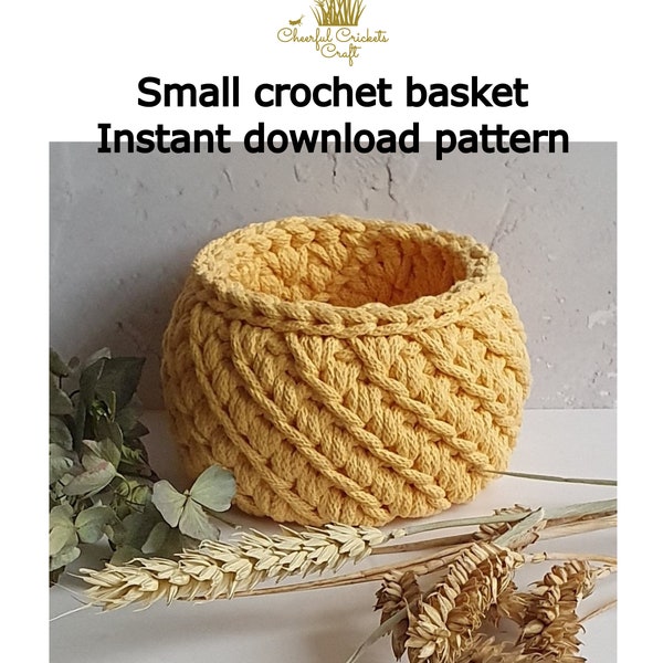 Crochet Basket Pattern | 3mm & 5mm Cotton Cord Basket Pattern | Pattern Instant DOWNLOAD | DIY Basket Pattern