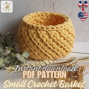 Modèle de panier au crochet | Motif de panier en cordon de coton 3 mm et 5 mm | Motif instantané TÉLÉCHARGEMENT | Modèle de panier à faire soi-même