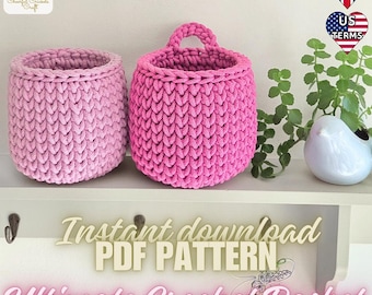 Crochet Basket PDF Pattern | Modern Home Decor Storage | Instant Download