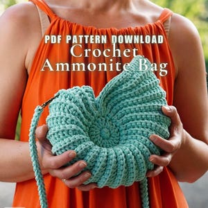 Crochet Ammonite Shell Bag PDF Pattern | Cotton Cord Round Bag | Instant Download