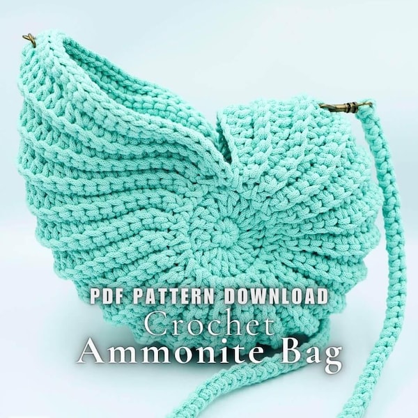 Crochet Ammonite Shell Bag PDF Pattern | Cotton Cord Round Bag | Instant Download