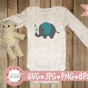 Elephant Love SVG Digital cut file baby room nursery theme elephants and hearts decor