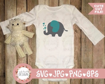 Elephant Love SVG Digital cut file baby room nursery theme elephants and hearts decor