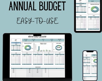 Monthly Budget Spreadsheet - 12 month -  Expense tracker