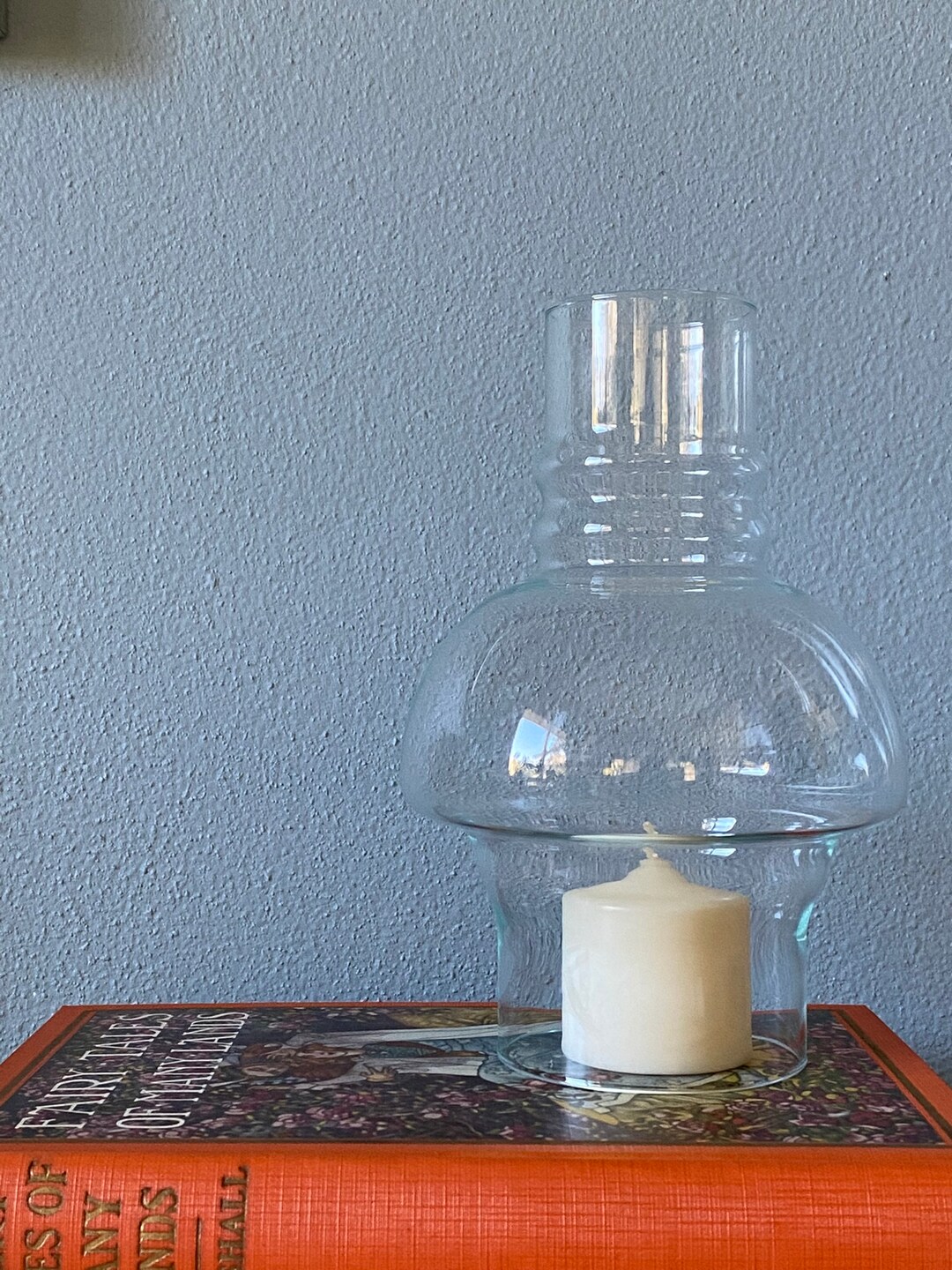 Vintage Handblown Grooved Glass Hurricane Hurricane Candle Etsy