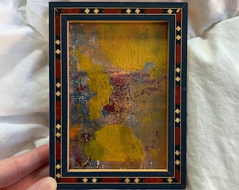 Marco de madera vintage de 8,9 x 12,7 cm en azul marino y granate, impresión de placa Gelli / Decoración de boda vintage / Regalo de inauguración de la casa / Tienda EleanorLouise