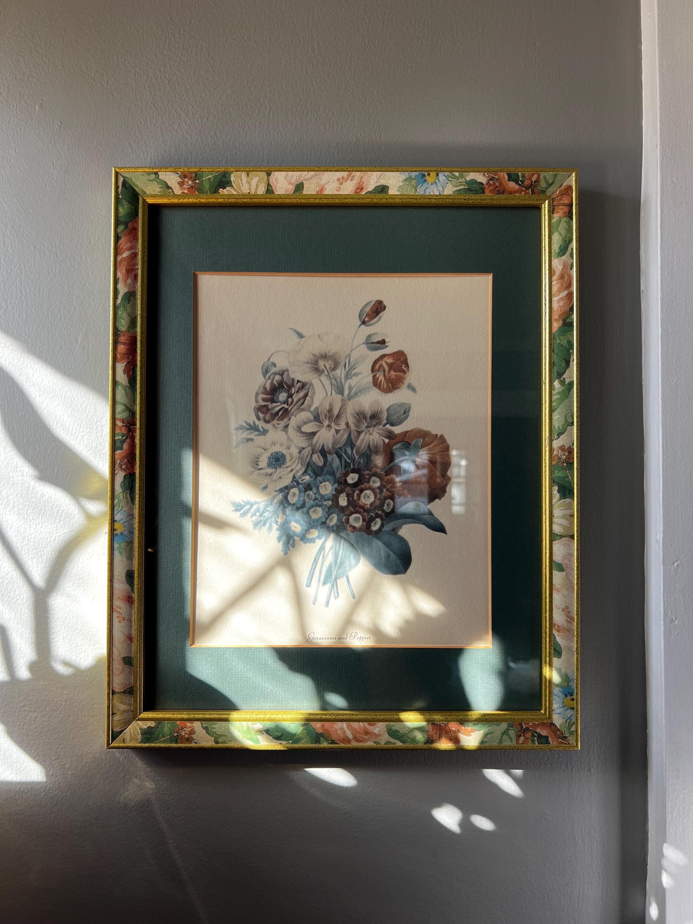 ボタニカルアート 植物画 ポピー 英国 イギリス 絵画 額 木製フレーム