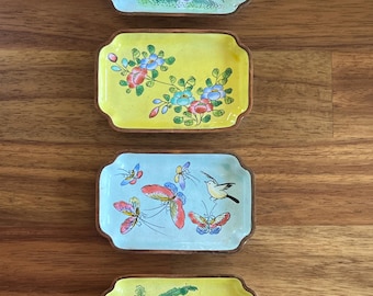 Bandeja esmaltada antigua china de Cantón / Bandeja para baratijas / Bandeja vintage / Tienda EleanorLouise