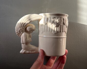 Vintage Praying Angel Handle Coffee Mug