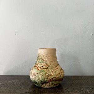 Vintage Green, Brown, Orange Nemadji Pottery Vase | Housewarming Gift | ShopEleanorLouise