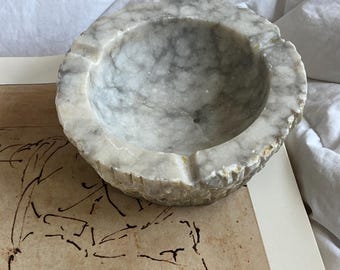 Large Vintage Marbled Alabaster Stone Ashtray | Vintage Housewarming Gift | Staging Decor | ShopEleanorLouise