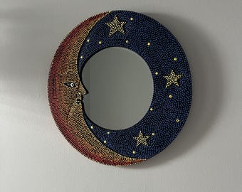 Moon and Stars Circle-shaped Wall Mirror | Celestial Decor | ShopEleanorLouise