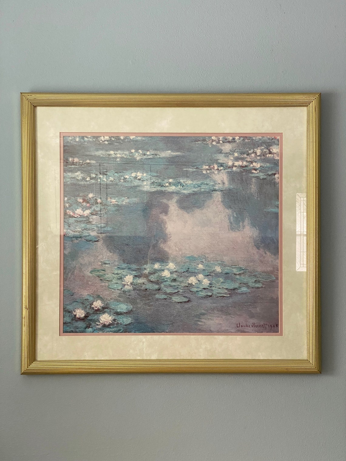 Vintage Framed Claude water Lillies Print Vintage Framed Art