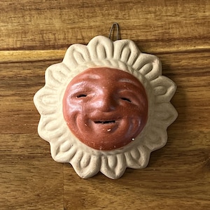 Mini Vintage Terra cotta Hanging Sun from Mexico | Celestial Decor | Vintage Housewarming Gift | ShopEleanorLouise