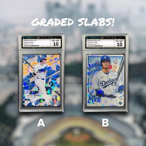 Shohei Ohtani 50-50 / MVP 2024 - Cadeau holographique pour cartes de sport à collectionner personnalisées - Dodgers | Présentoir pour dalles graduées | Chargement par le haut