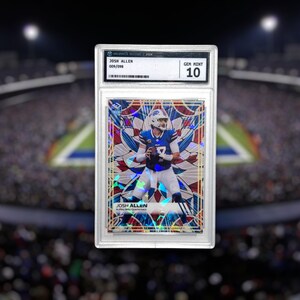 Josh Allen 2024 Buffalo Bills Carte de sport de football holographique personnalisée Carte à collectionner | Présentoir pour dalles cartonnées | Chargeur par le haut