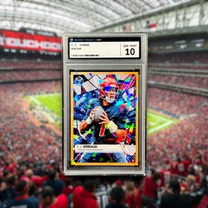 Carte de football sportive personnalisée holographique à collectionner C.J. Stroud Rookie des Houston Texans