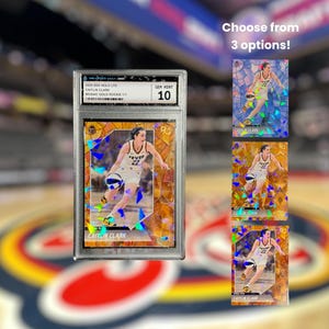 Carte de sport à collectionner personnalisée recrue holographique Caitlin Clark - Indiana Fever | Présentoir pour dalles graduées | Chargement par le haut
