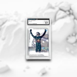 Max Verstappen - 4x champion du monde - Cartes de sport de Formule 1 à collectionner holographiques personnalisées | Présentoir en carton gradué