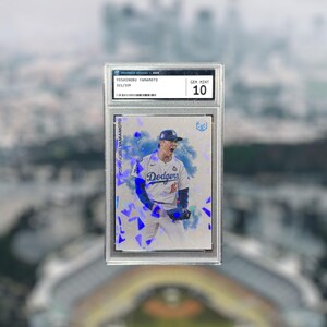 Yoshinobu Yamamoto Los Angeles Dodgers 2024 Rookie carte de baseball holographique à collectionner personnalisée | Présentoir pour dalles cartonnées | Chargeur par le haut