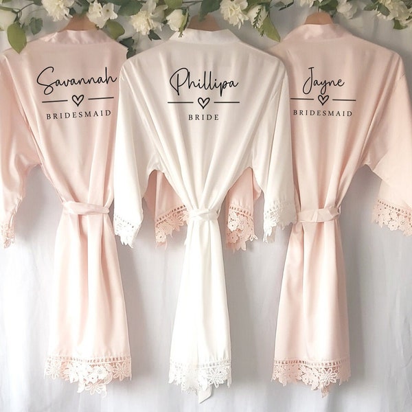 Bridesmaid Robes Bride Gift Bride Robe Bridesmaid Gift Satin Lace Robe Bride Dressing Gown Bridal Party Robes Wedding Robe Personalised Robe