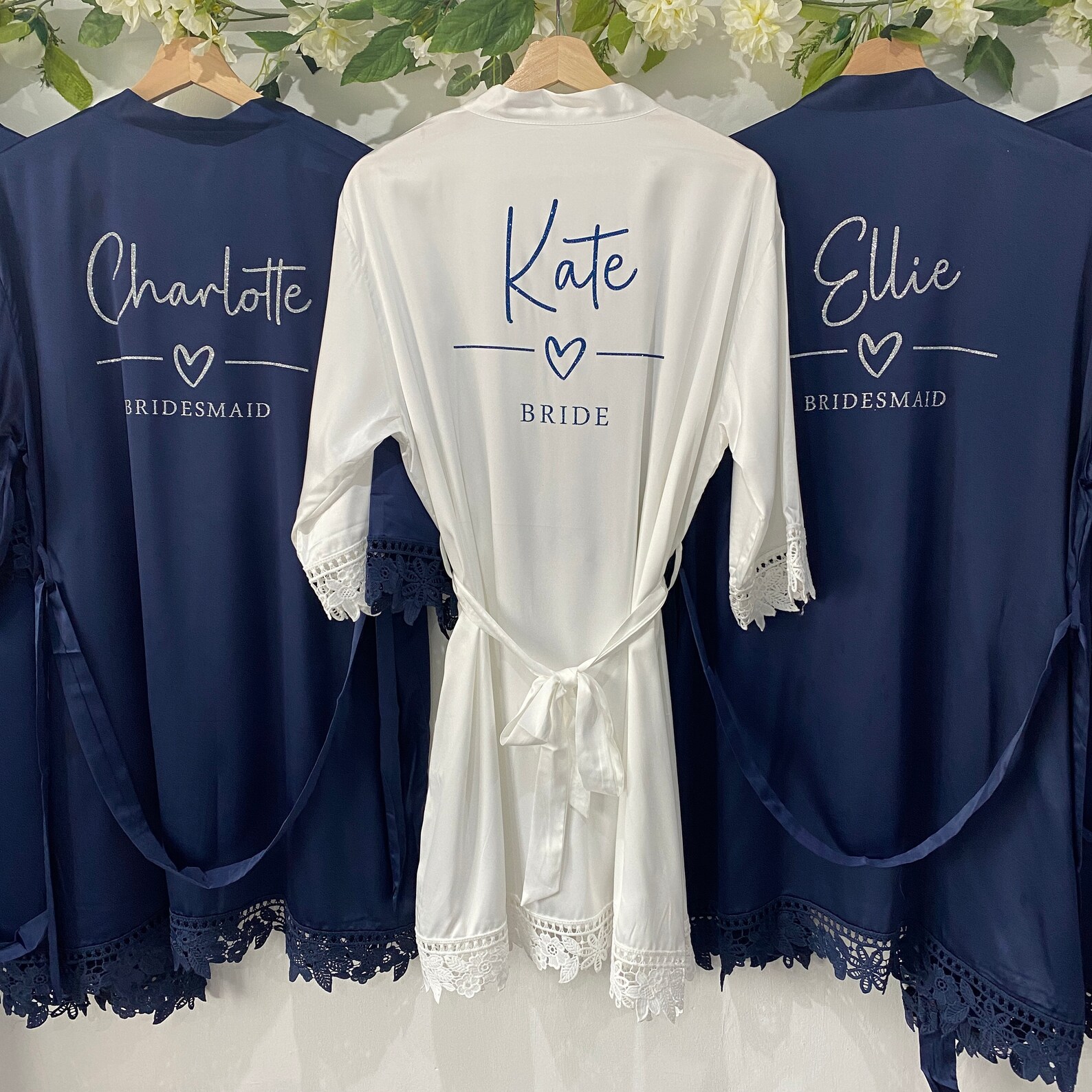 Personalised Bridesmaid Robes Navy Blue Theme Bridal Party Etsy