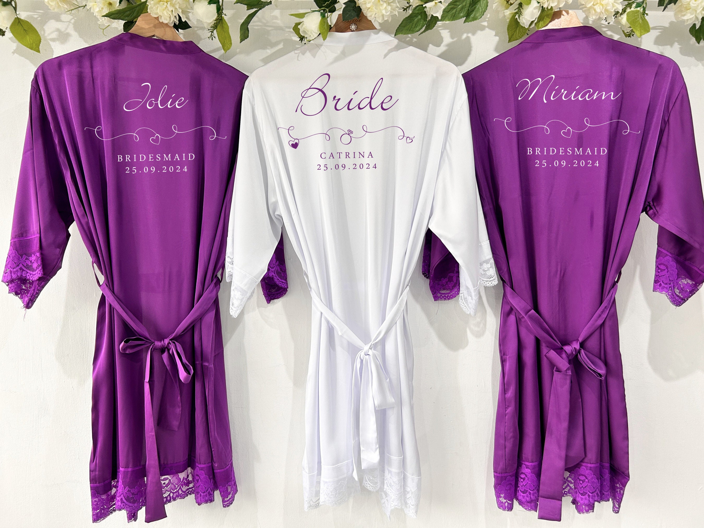 Purple Personalised Bridal Party Robe
