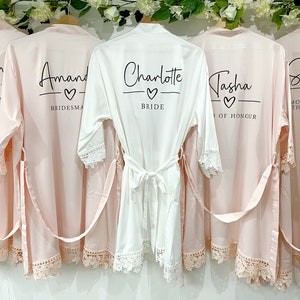 Bridesmaid Robes Bride Gift Bride Robe Bridesmaid Gift Satin Lace Robe Bride Dressing Gown Bridal Party Robes Wedding Robe Personalised Robe