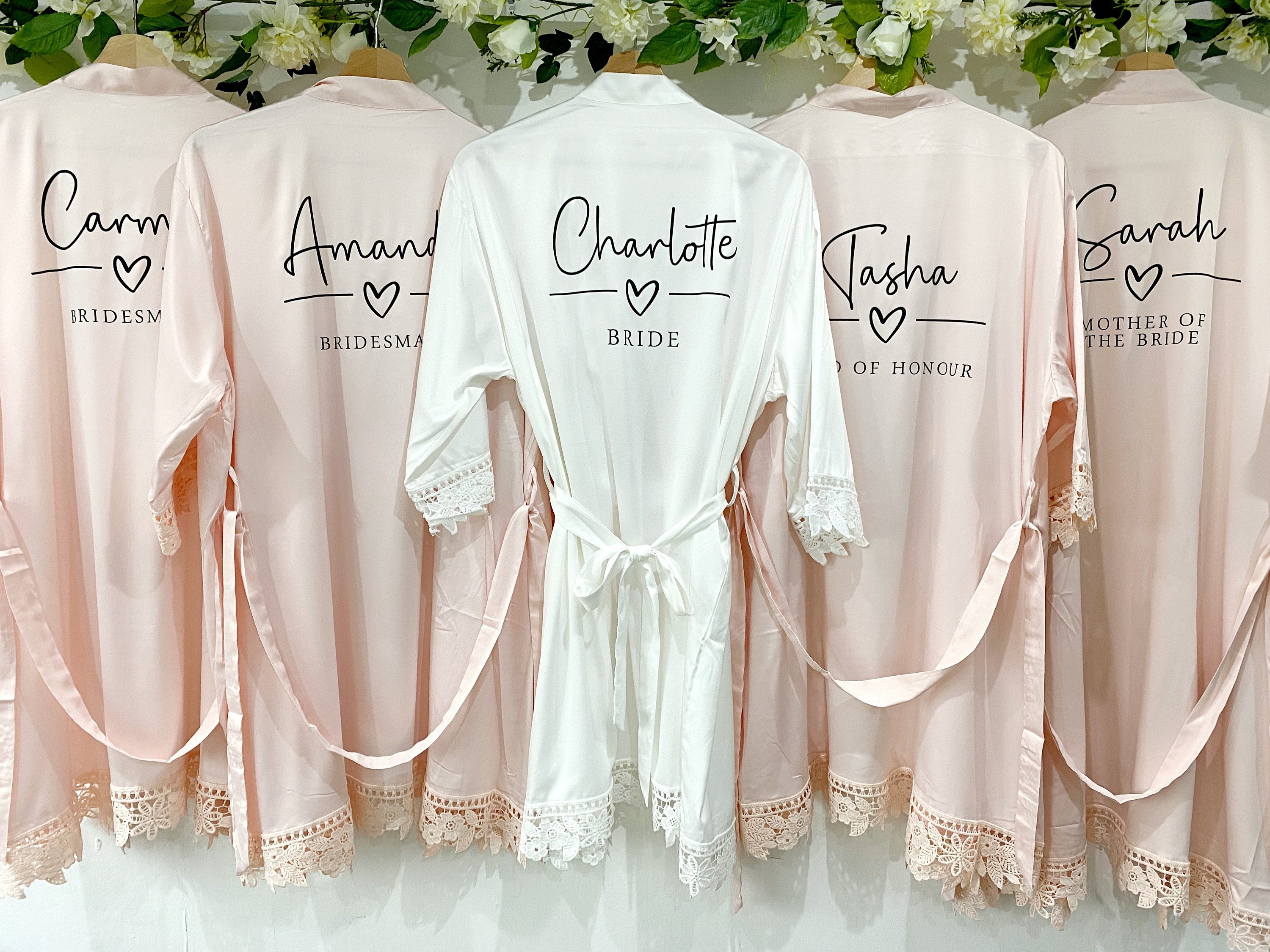 Blush Pink Bridesmaid Robes Bride Gift Robe Satin Lace Dressing