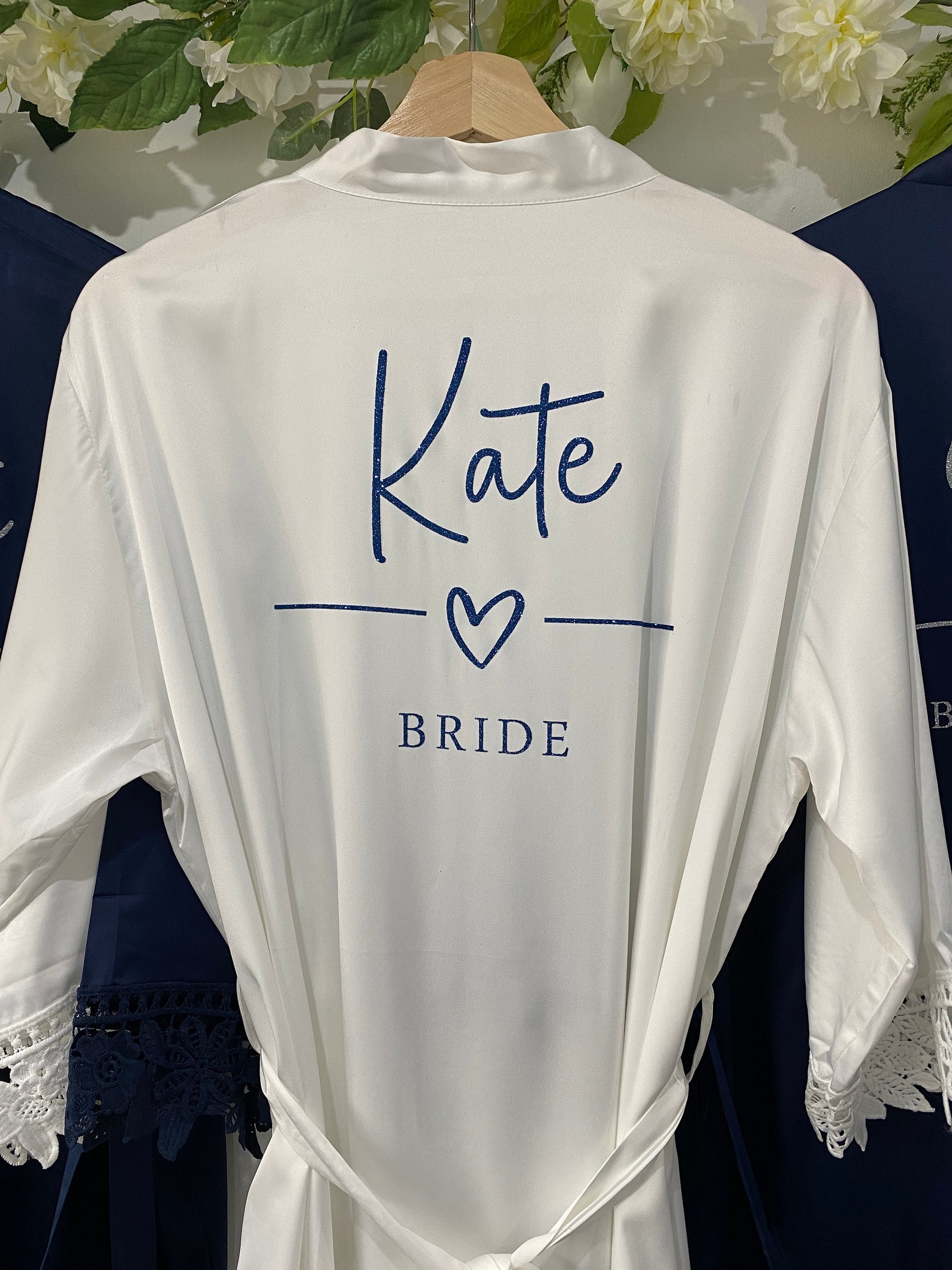 Personalised Bridesmaid Robes Navy Blue Theme Bridal Party Etsy