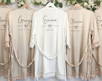 Bridesmaid Robes Bride Gift Bride Robe Bridesmaid Gift Satin Lace Robe Bride Dressing Gown Bridal Party Robes Wedding Robe Personalised Robe