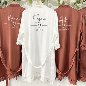 Bridesmaid Robes Bride Gift Bride Robe Bridesmaid Gift Satin Lace Robe Bride Dressing Gown Bridal Party Robes Wedding Robe Personalised Robe